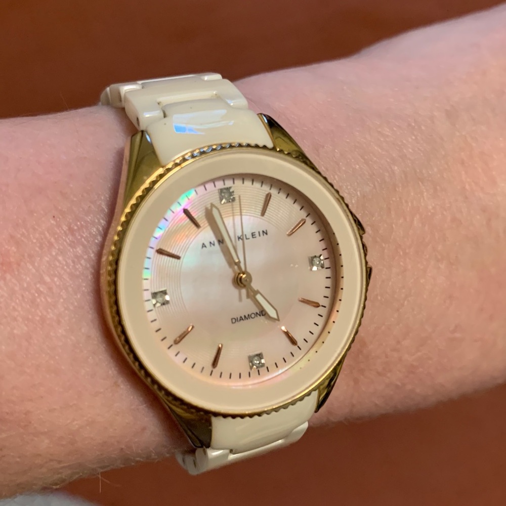 Anne Klein Diamond and ceramic bracelet watch